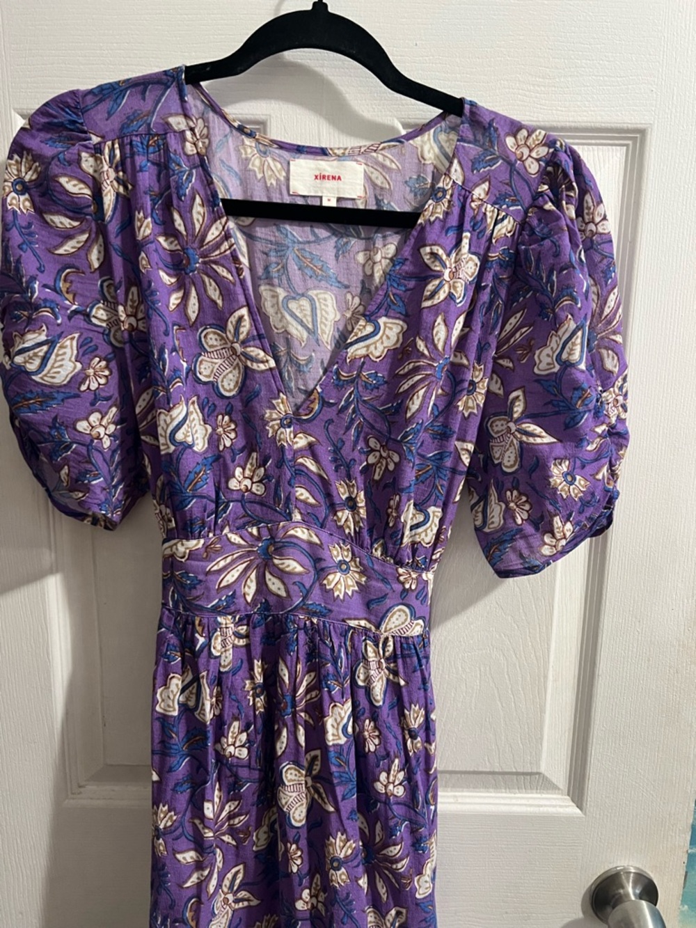 XiRENA Purple Floral Maxi Dress with Puff Sleeves - Picture 3 of 9